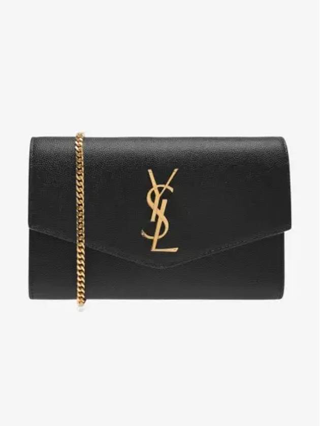 Monogram Uptown Chain Embossed Leather Long Wallet Black - SAINT LAURENT - BALAAN 3