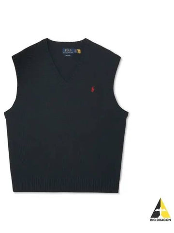 Big fit cotton sweater vest black - POLO RALPH LAUREN - BALAAN 1