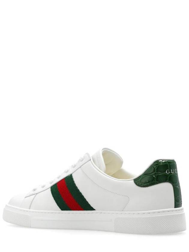 Ace Web Leather Low Top Sneakers White - GUCCI - BALAAN 4