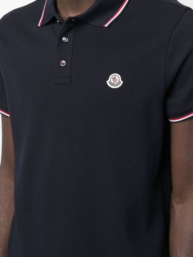 Small Logo Patch Short Sleeve Cotton Polo Shirt Navy - MONCLER - BALAAN 5