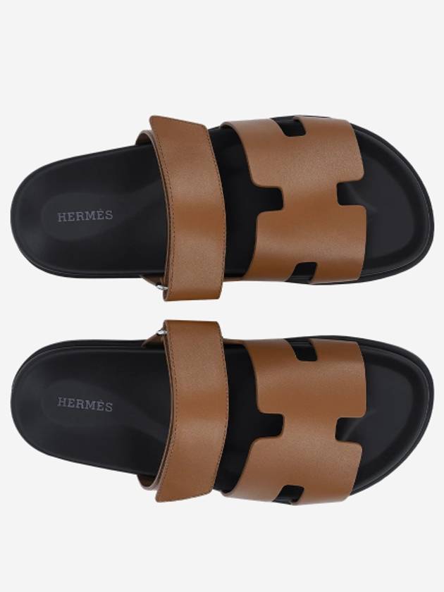 Chypre H Logo Calfskin Sandals Brown - HERMES - BALAAN 2