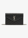 Cassandre Envelope Chain Shoulder Bag In Grain De Poudre Leather Noir - SAINT LAURENT - BALAAN 2