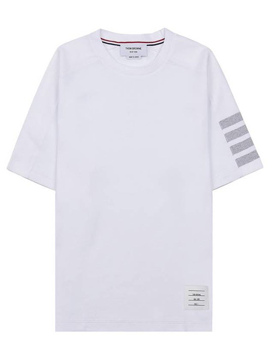 4-Bar Striped Cotton Short Sleeve T-Shirt White - THOM BROWNE - BALAAN 2