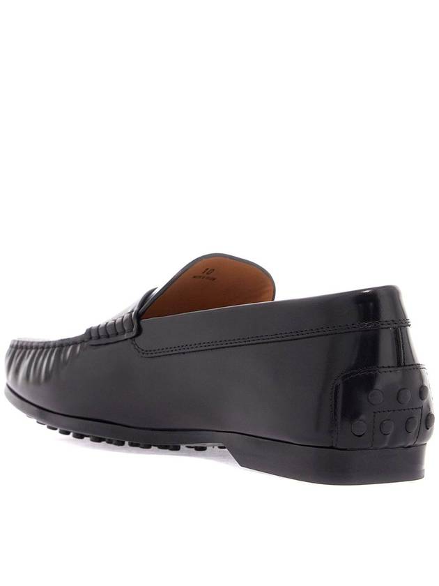 men's black calfskin loafers with elegant insert and rubber sole - TOD'S - BALAAN 3