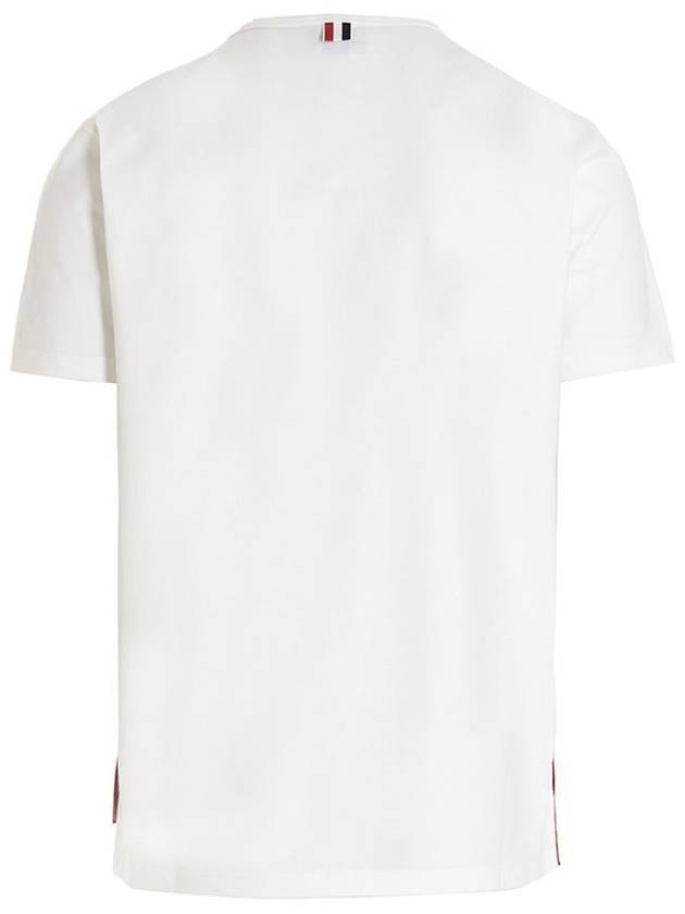 Men's Medium Weight Jersey Tipped Pocket Crewneck Short Sleeve T-Shirt White - THOM BROWNE - BALAAN 3