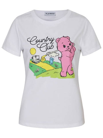 ECO FRIENDLY FABRIC COUNTRY CLUB BEAR TEEWhite - PLAYBOO - BALAAN 1