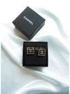 CC Logo Square Leather Metal Earrings Earrings Black Gold ABA757 - CHANEL - BALAAN 8