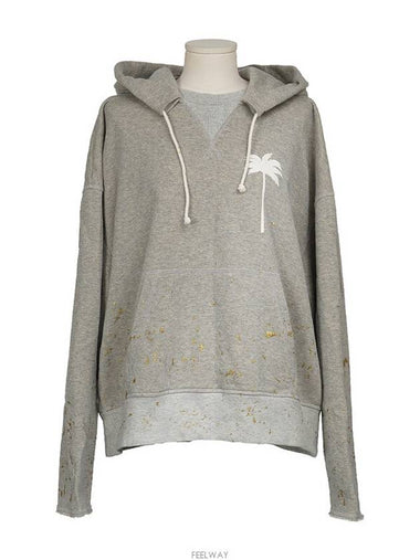 PXP Painted Hoodie Melange Gray White L 74491 - PALM ANGELS - BALAAN 1