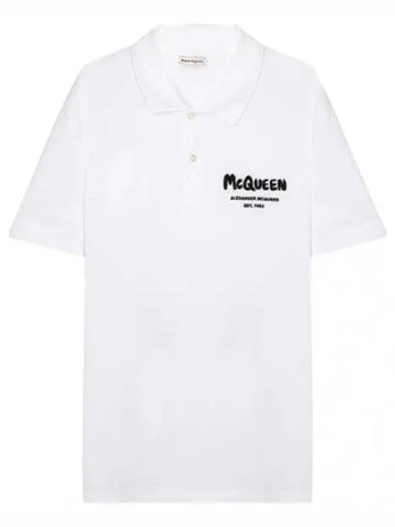 Logo embroidered short sleeve polo tee - ALEXANDER MCQUEEN - BALAAN 1