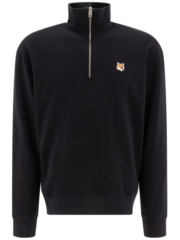 Fox Head Patch Half Zipper Sweatshirt Black - MAISON KITSUNE - BALAAN 2