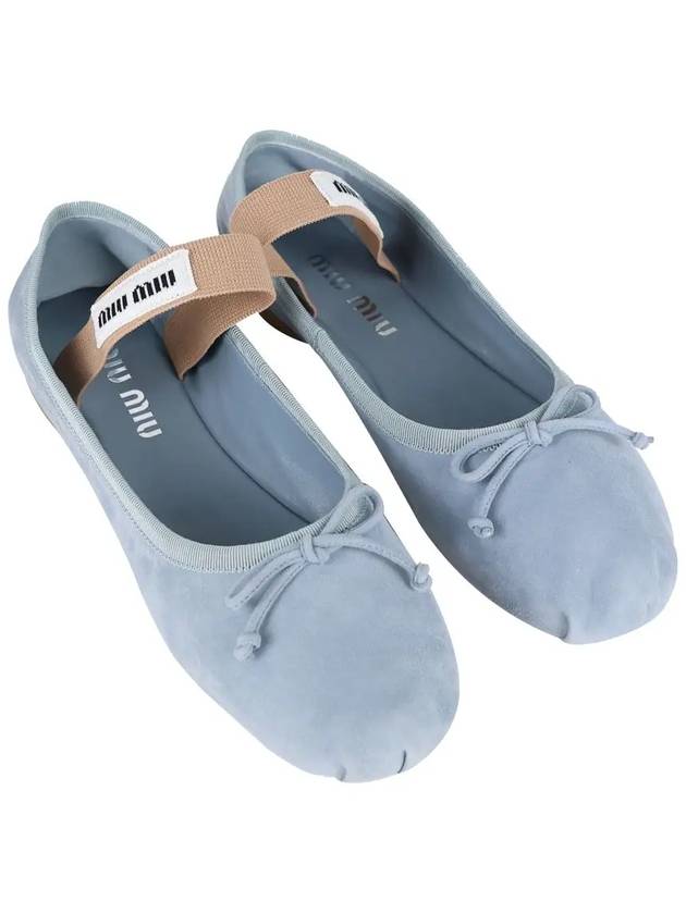 Suede Ballerina Flats Astral Blue 36 - MIU MIU - BALAAN 5