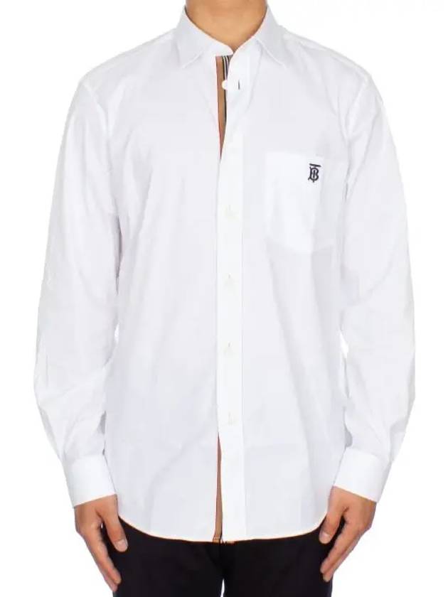 Men's Monogram Logo Long Sleeve Shirt White - BURBERRY - BALAAN 6