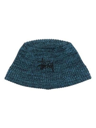 Embroidered Logo Marl Knit Bucket Hat Blue - STUSSY - BALAAN 2