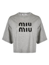 embroidered logo crop t-shirt MJN445 12YZ F0031 - MIU MIU - BALAAN 1