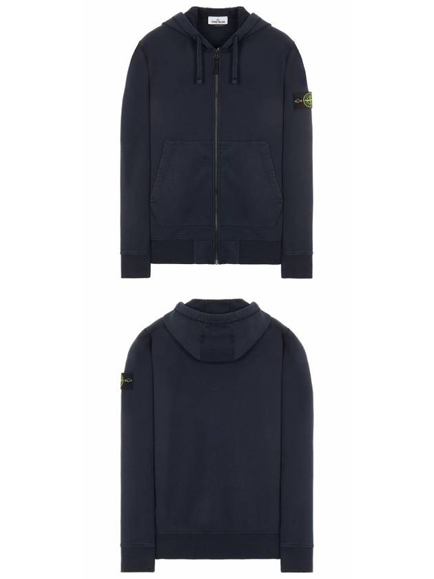 Men's Waffen Patch Fleece Zip Up Hoodie Navy - STONE ISLAND - BALAAN 5