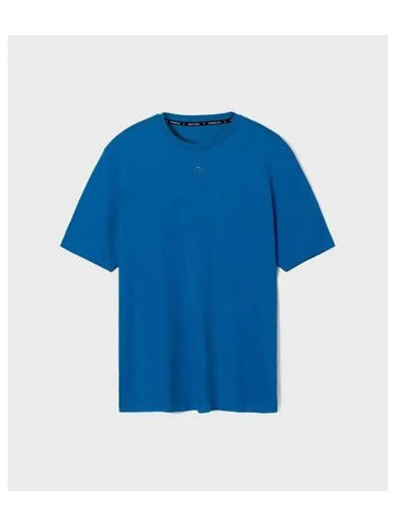 M ORGANIC COTTON JERSEY PLAIN T SHIRT BLUE - MARINE SERRE - BALAAN 1