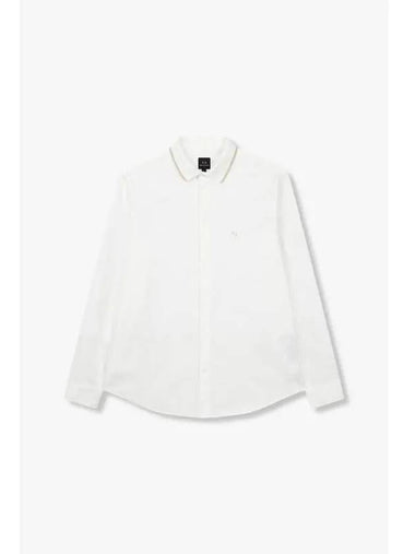 Men s Knitted Collar Cotton Shirt White - ARMANI EXCHANGE - BALAAN 1