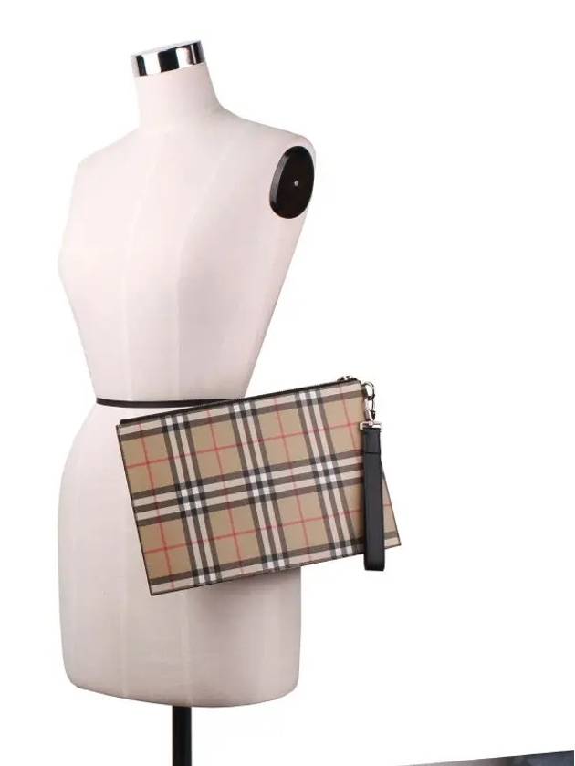 Vintage Check Clutch Bag Beige - BURBERRY - BALAAN 5