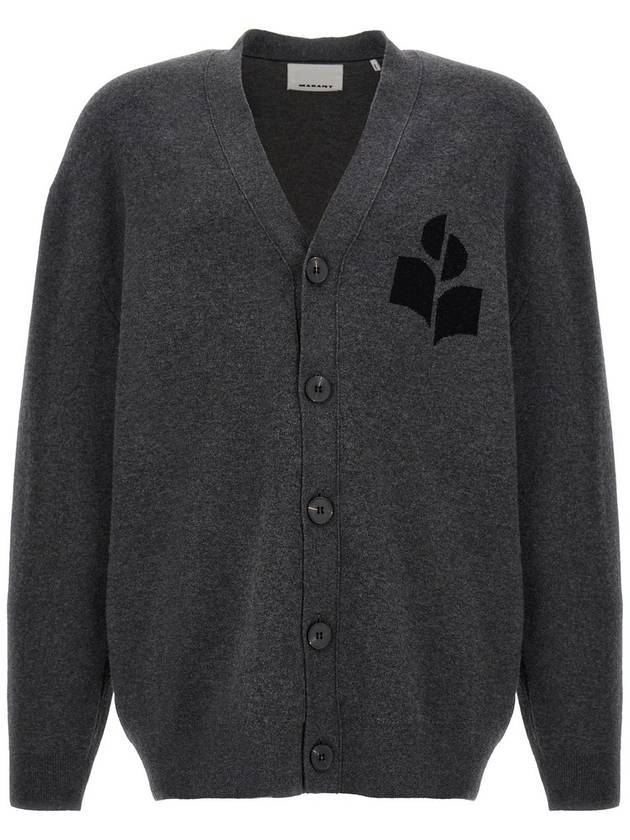 Curtis Logo Intarsia Knitted Cardigan Anthracite - ISABEL MARANT - BALAAN 2