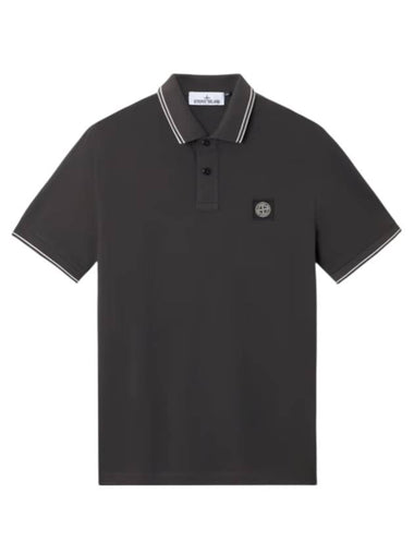 Organic Cotton Elastane Polo Shirt Charcoal Grey - STONE ISLAND - BALAAN 1