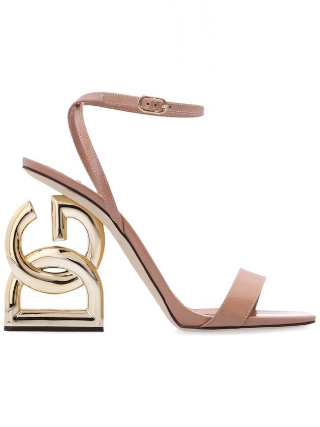 Keira Logo Sandals Heel Pink Beige - DOLCE&GABBANA - BALAAN 2