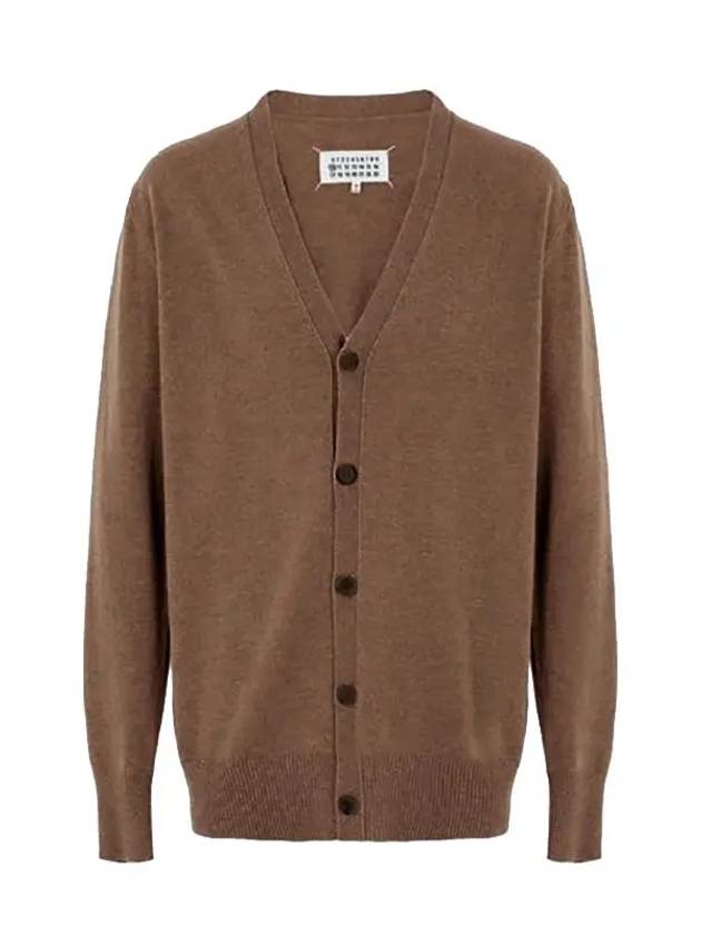 Signature Stitch V-Neck Wool Cardigan Camel - MAISON MARGIELA - BALAAN 2