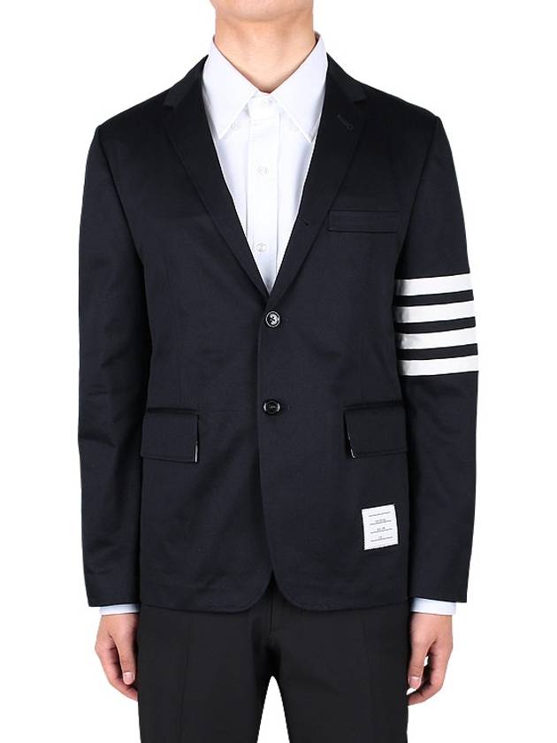 4 Bar Armband Cotton Blazer Jacket Navy - THOM BROWNE - BALAAN 3