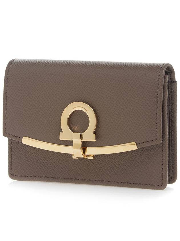 Gancini Calfskin Card Wallet Cumin - SALVATORE FERRAGAMO - BALAAN 3