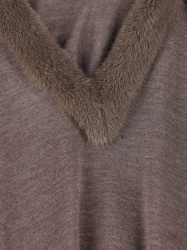 V-Neck Knit Top Grey - FENDI - BALAAN 4