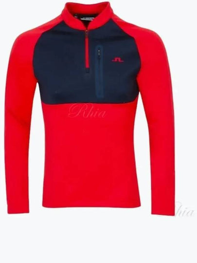 Adam Quarter Zip Mid Layer Long Sleeve T-Shirt Barbados Cherry - J.LINDEBERG - BALAAN 2