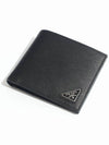 Triangle Logo Saffiano Half Wallet Black - PRADA - BALAAN 2