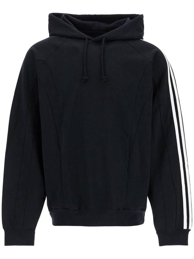 black cotton and recycled polyester hoodie with white raglan stripes - Y-3 - BALAAN 1