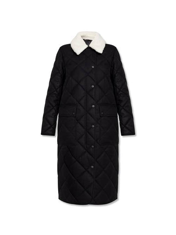 Detachable Collar Quilted Single Coat Black - BURBERRY - BALAAN 1