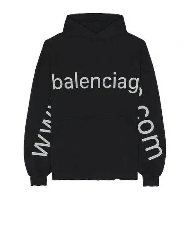 Logo Print Cotton Hoodie Black - BALENCIAGA - BALAAN 2