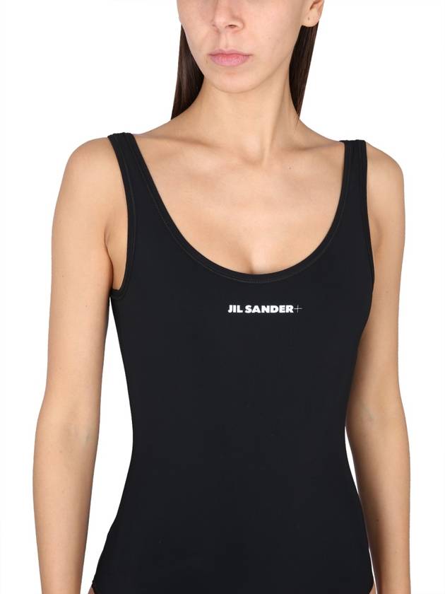 Women's Logo Printed Backless One-Piece Swimsuit Black - JIL SANDER - BALAAN 6