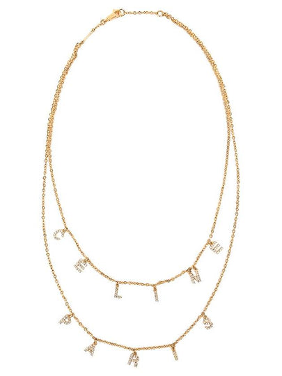 Paris Crystal Logo Double Chain Necklace Gold - CELINE - BALAAN 2