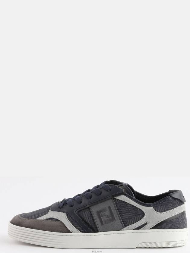 Step Leather Low Top Sneakers Blue - FENDI - BALAAN 3