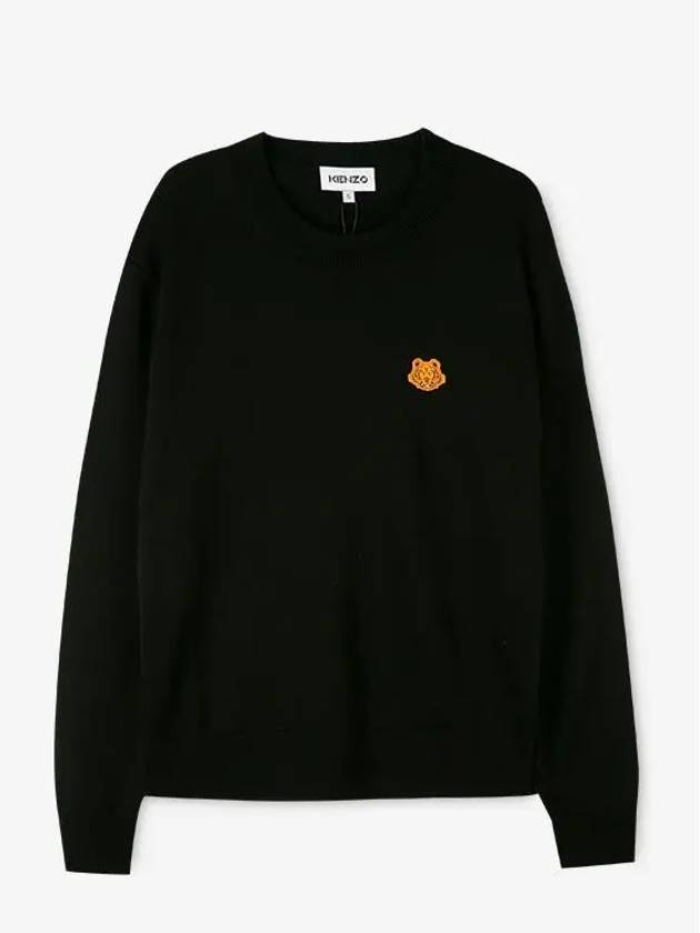 Men's Tiger Patch Crest Knit Top Black - KENZO - BALAAN 4