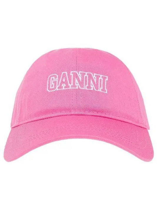 Hat embroidered logo ball cap pink A4603 5682 393 1060093 - GANNI - BALAAN 1