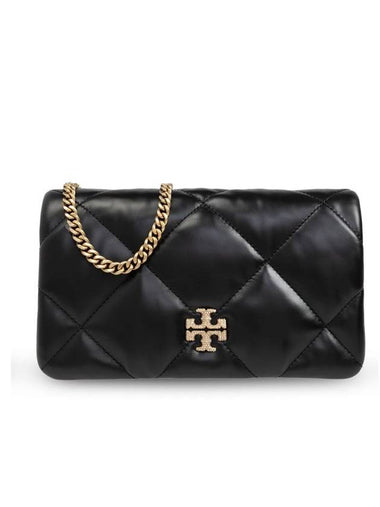 Kira Diamond Quilted Chain Long Wallet Black - TORY BURCH - BALAAN 1