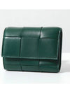 Cassette Tri-Fold Zipper Half Wallet Emerald Green - BOTTEGA VENETA - BALAAN 2