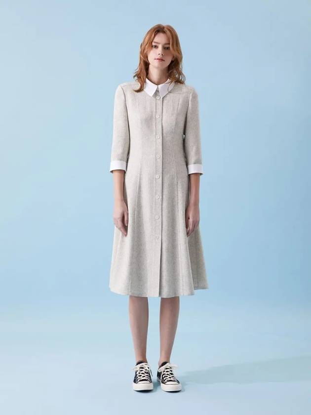 Collar color matching middle dress cool gray 045 - VOYONN - BALAAN 7