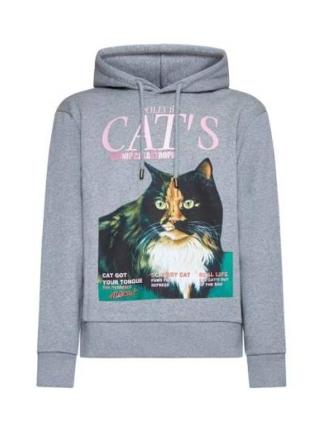 Cat Print Organic Cotton Hoodie Grey - JW ANDERSON - BALAAN 2