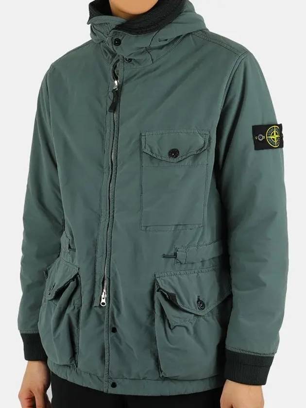 David Waffen Patch Zip-up Hooded Jacket Sage Green - STONE ISLAND - BALAAN 2