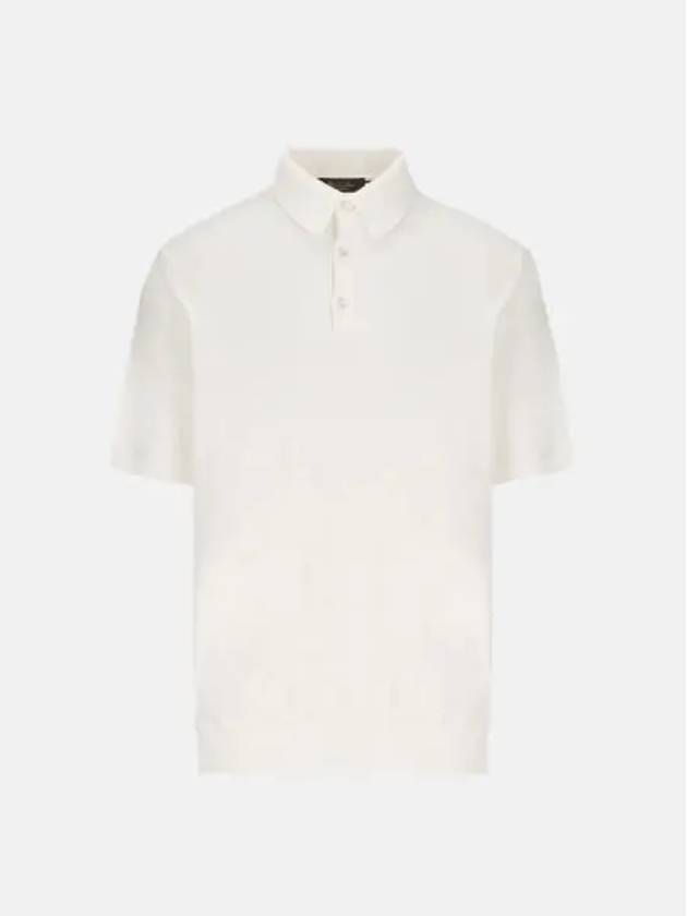 Men's MM Cotton Short Sleeve Polo Shirt White - LORO PIANA - BALAAN 2