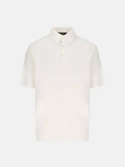 Men's MM Cotton Short Sleeve Polo Shirt White - LORO PIANA - BALAAN 2