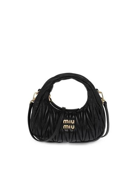 Wander Matelasse Mini Hobo Shoulder Bag Black - MIU MIU - BALAAN 1