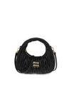 Wander Matelasse Nappa Leather Hobo Mini Bag Black - MIU MIU - BALAAN 1