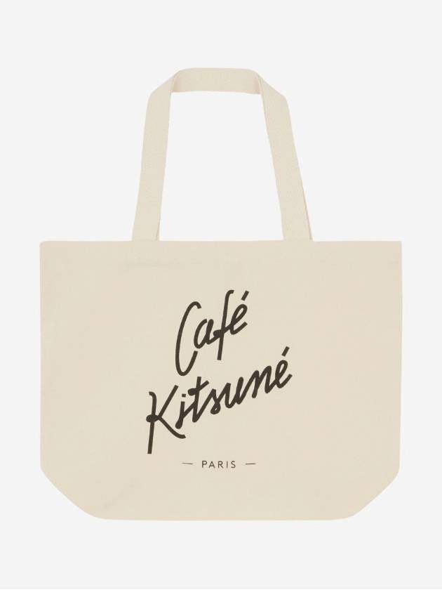 Cafe Print Canvas Mini Tote Bag Beige - MAISON KITSUNE - BALAAN 2