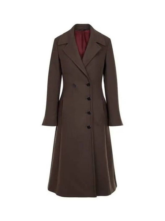 Women s Flared Wool Double Coat Dark Brown 270302 - PAUL SMITH - BALAAN 1